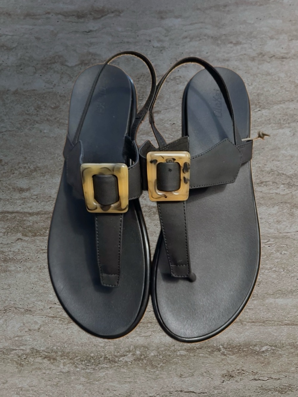 OluKai Black Sandals with Tortoiseshell Buckles